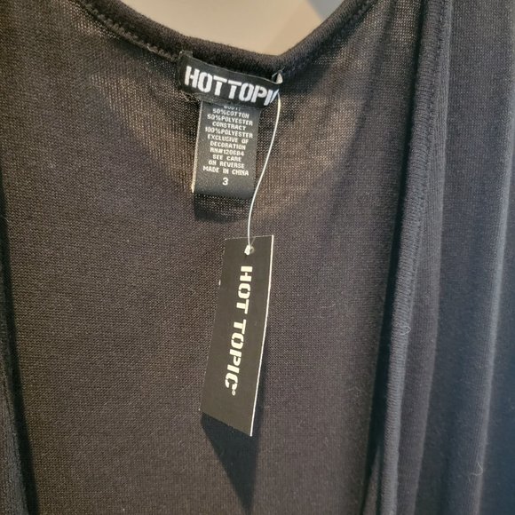 HOT TOPIC Black Tie Front Girls Drape Cardigan Size 3 - Picture 5 of 9
